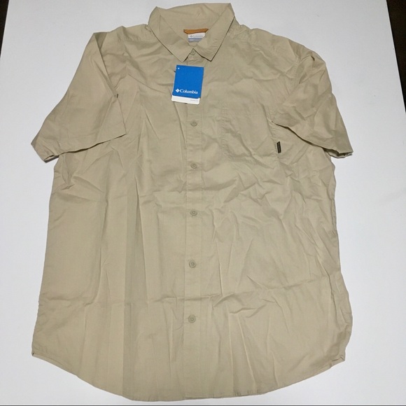 NWT Columbia Sportswear S/S Casual Button Down Front Shirt Men’s Sz XL Khaki NEW - Picture 1 of 7